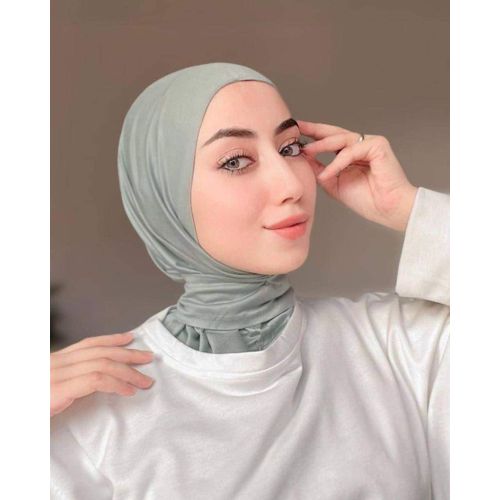 Elegant Kuwaiti Bandana Hijab Turban: Premium Cotton in Stunning Solid Colors with Anti-Rust Capsules - Minit Green