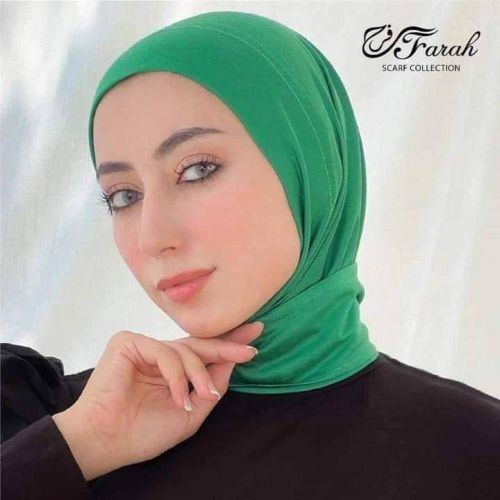 Elegant Kuwaiti Bandana Hijab Turban: Premium Cotton in Stunning Solid Colors with Anti-Rust Capsules - Green