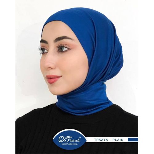 Elegant Kuwaiti Bandana Hijab Turban: Premium Cotton in Stunning Solid Colors with Anti-Rust Capsules - Blue