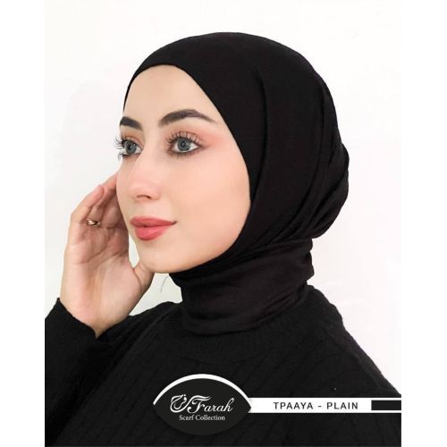 Elegant Kuwaiti Bandana Hijab Turban: Premium Cotton in Stunning Solid Colors with Anti-Rust Capsules - Black