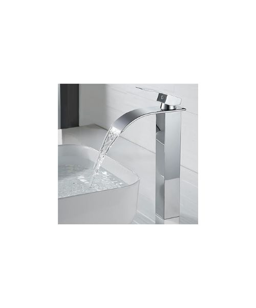 Nickel Chrome Geometric Design Waterfall Faucet (Nickel Chrome)