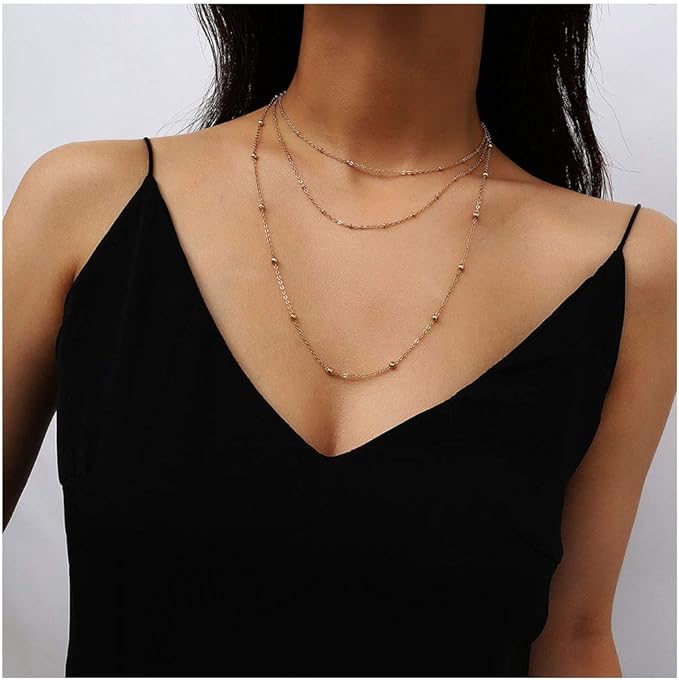 Gold Multi Layer Chain Necklace 
