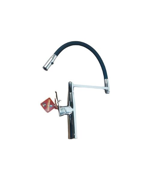 Double outlet kitchen faucet with movable magnetic outlet