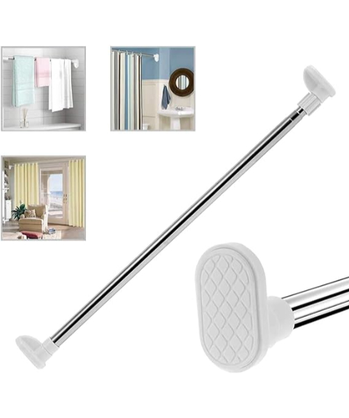 KG Shower Curtain Rail, Curtain Rod Short Extendable Stainless Steel Tension Rod with No Drilling, Modern Telescopic Shower Curtain Pole for Shower for Window Bathroom Wardrobe Doorway (70-120CM)