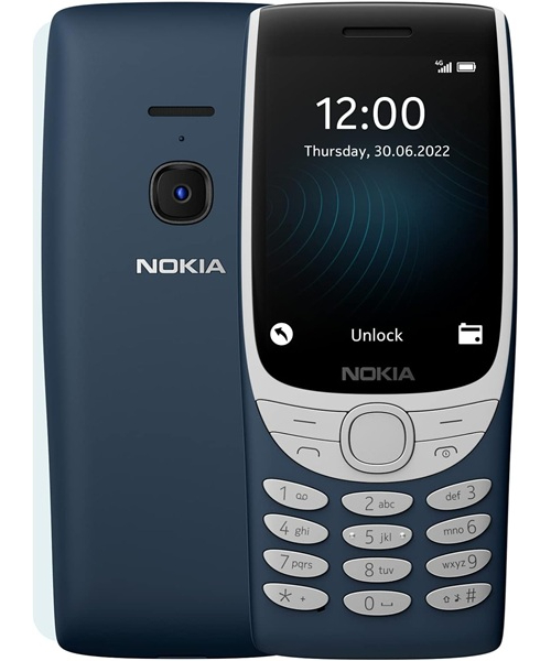 موبايل نوكيا 8210 مزود بشبكة الجيل الرابع 4G وشاشة كبيرة ومشغل MP3 مدمج وراديو اف ام لاسلكي ولعبة الثعبان الكلاسيكية (بشريحتين) - لون أزرق غامق
