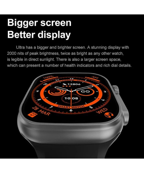 Smart Watch 2.09HD BIG Infinite Display T900 Ultra 8 Bluetooth Wireless Charging 49MM - Black