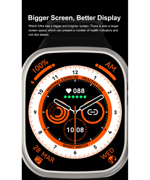 Smart Watch FT95 Ultra 8 Dynamic Watch Faces For Android & IOS - Black