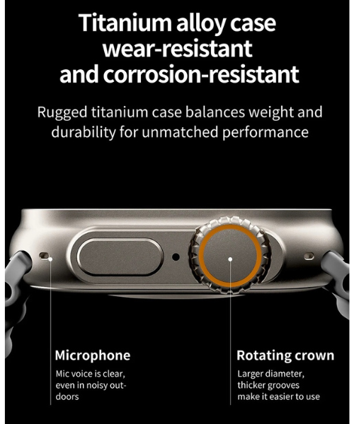 Smart Watch KW-100 Ultra 8 Wireless Charging Space Aluminum Case - Black