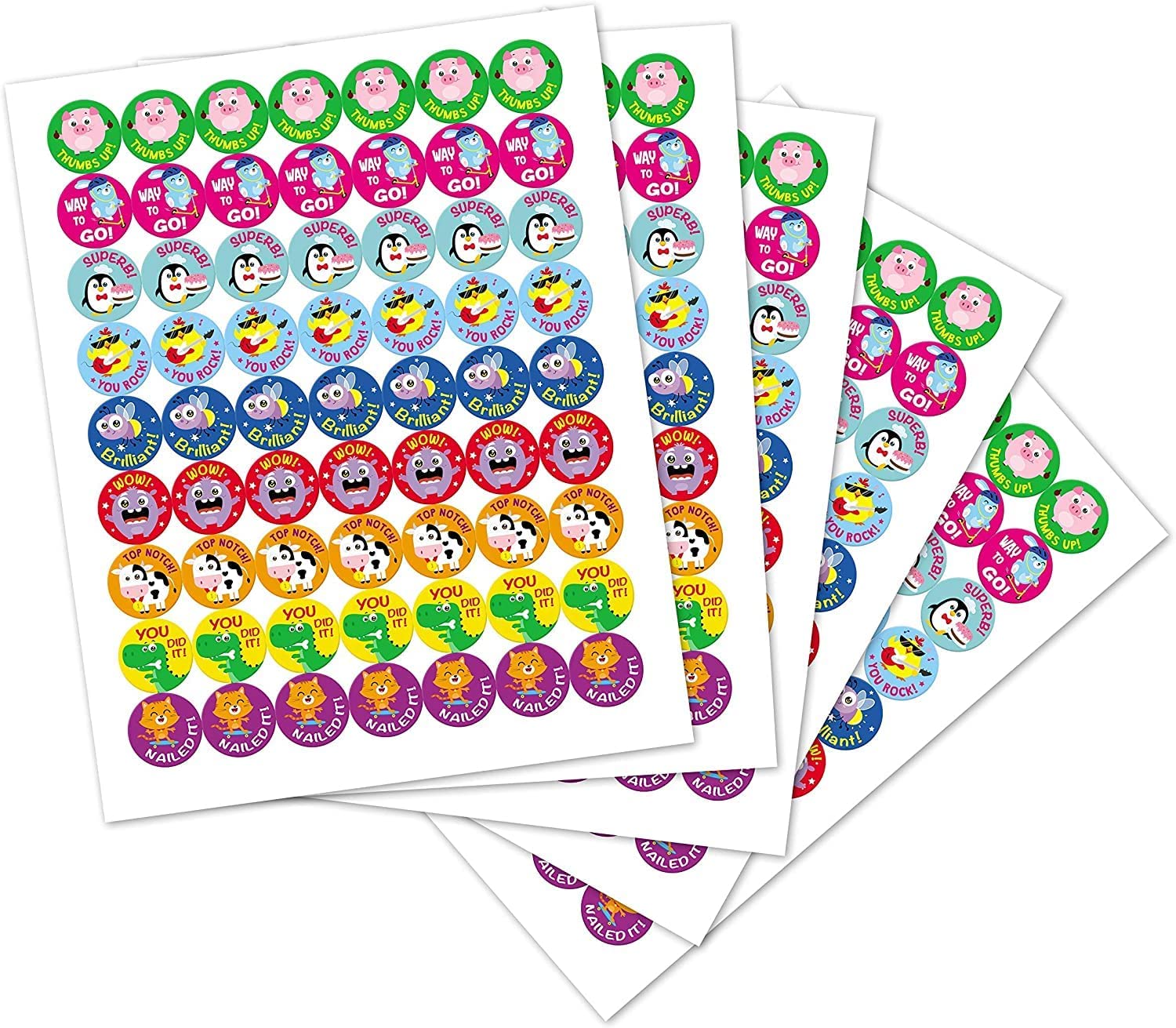 Circular sticker designed with cartoon shapes