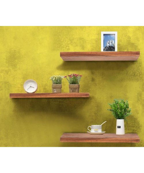 Solid Pine Wood Floating Shelf, 19.7 Inch Rustic Wall Mounted Shelves, Storage Shelf for Kitchen Bathroom Dorm Laundry Room - Set of 2 (Pine Board, 43 * 15 * 2.5cm), Multi Color