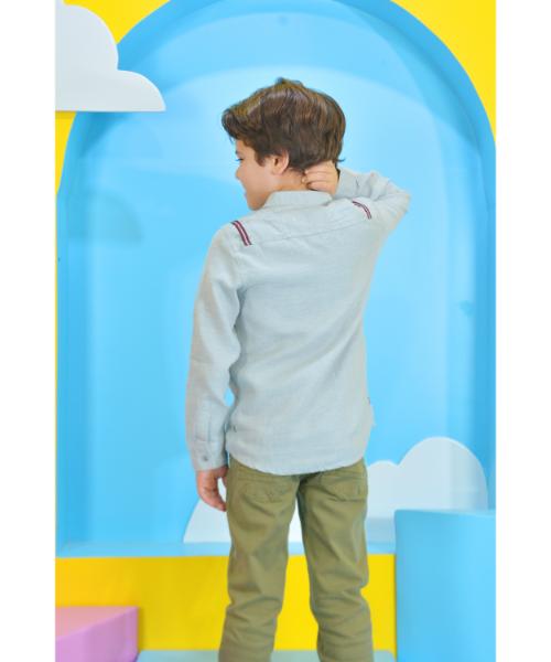 Linen shirt casual With Neck And Buttones For Boys - Grey