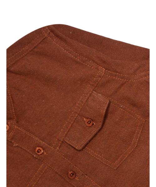 Linen shirt casual With Neck And Buttones For Boys - Light Brown