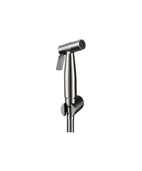 Sanitary Stainless Steel Faucet Set for Toilet and Bathroom with Highly Flexible Hose  with Polished Finish - Silver