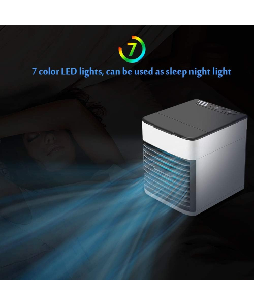 Decdeal Personal Portable Desktop Air Conditioner USB Air Cooler and Purifier Mini Fan with LED Light in 7 Colors