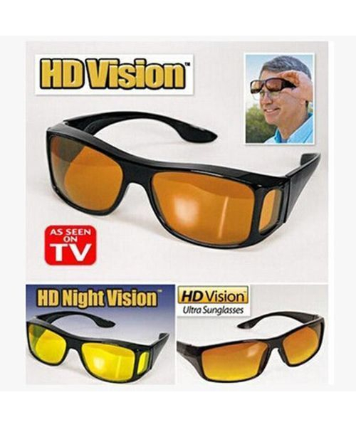 HD Vision Wraparounds Unisex Night Driving Retrovision Sunglasses 2 Pairs - black