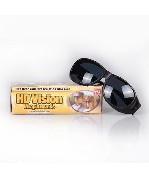 HD Vision Wraparounds Unisex Night Driving Retrovision Sunglasses 2 Pairs - black