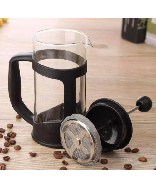 ماكينة تحضير القهوة والشاي الفرنسية من بيج تحضير القهوة بزجاج بوروسيليكات فلتر ستانلس ستيل متينة ومقاومة للحرارة - اسود (350 مل، 11.80 اونصة، كوبان)