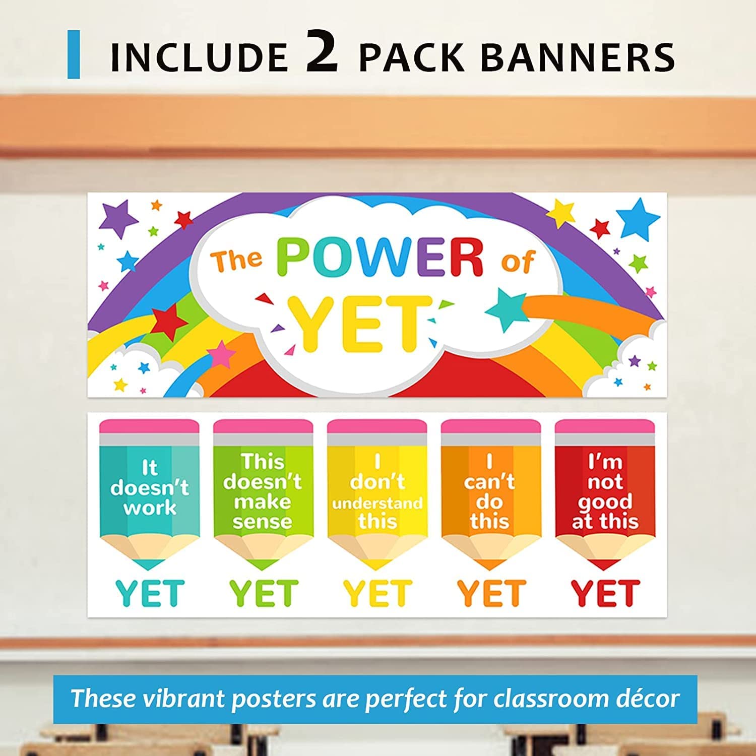 2 posters for schools with motivational phrases for classroom decorations