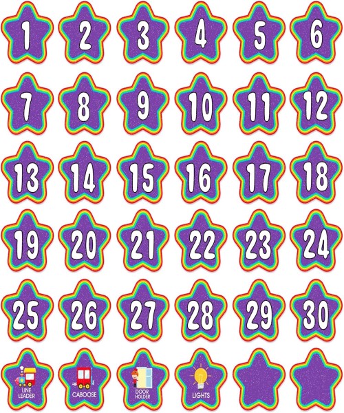 Numbered star-shaped stickers for schools