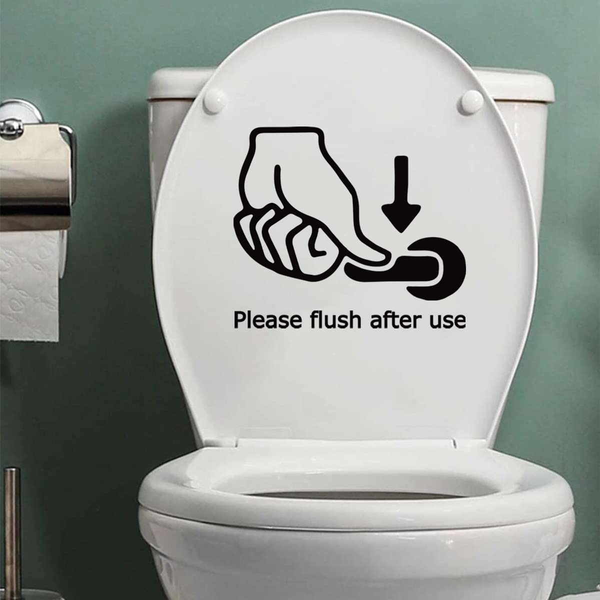 Black hollow toilet seat sticker, (please flush after use)