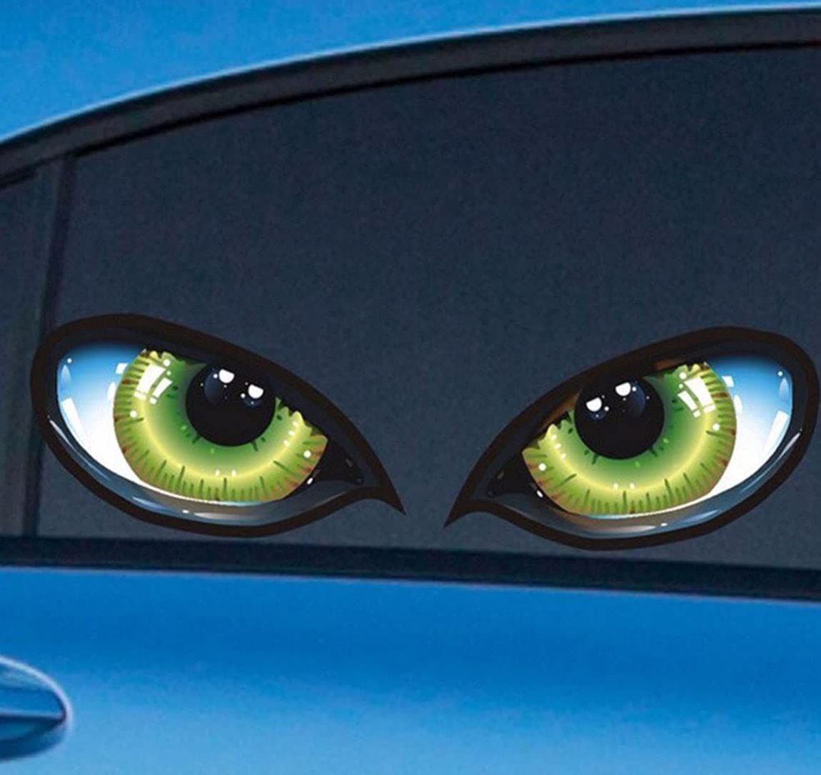 Hollow, eye-shaped car sticker