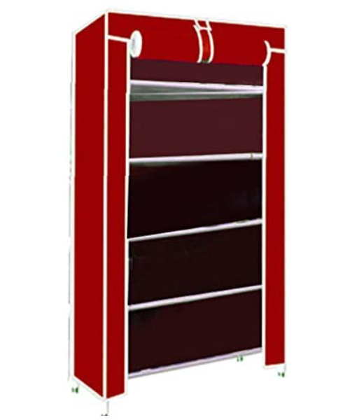 fabric shoes cabinet with metal shelves 7 level - multi color