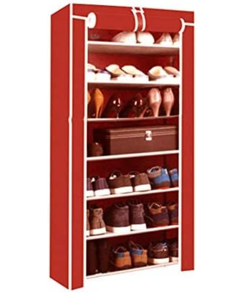 fabric shoes cabinet with metal shelves 7 level - multi color