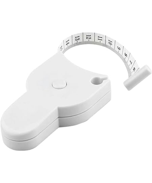 شريط قياس الجسم مريح ذاتي الشد دبوس قفل وزر ضغط تصميم محمول مساطر مزدوجة للذراعين والفخذ والخصر - ابيض