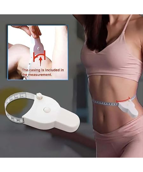 Comfortable Self-tightening Body Measuring Tape Lock Pin and Push Button Portable Design Dual Rulers for Arms, Thighs and Waist - White