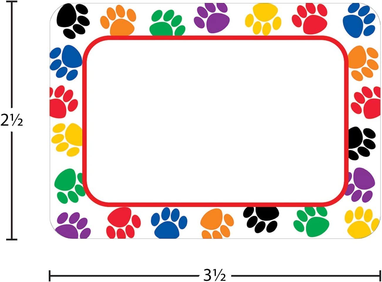 Name Tag Sticker with colorful paw print