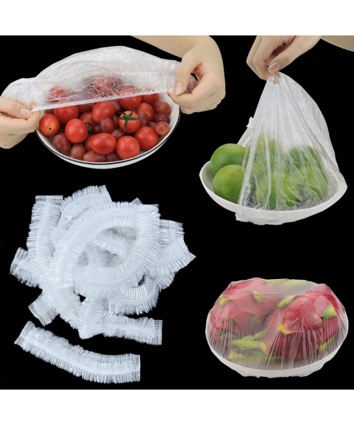 غطاء تخزبن بلاستيك للطعام 100 قطعه -  شفاف