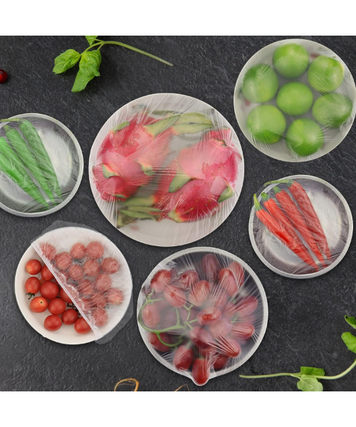  plastic food storage cover 100 pieces - Transparent