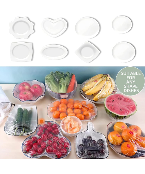  plastic food storage cover 100 pieces - Transparent