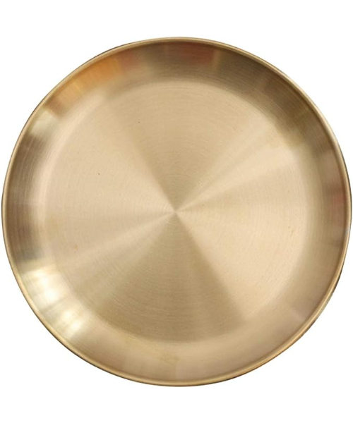 Multi-use stainless steel Round serving tray for serving food decoration 20 cm - Gold