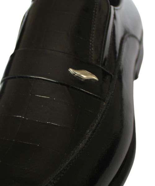 حذاء جلد صناعي فيرنيه كلاسيك ساده للرجال - اسود