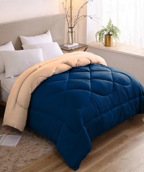 Line Sleep Double Face Fiber Winter Quilt 180×220 CM -Blue  Beige