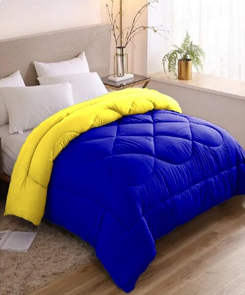 Line Sleep Double Face Fiber Winter Quilt 180×220 CM -Yellow  blue