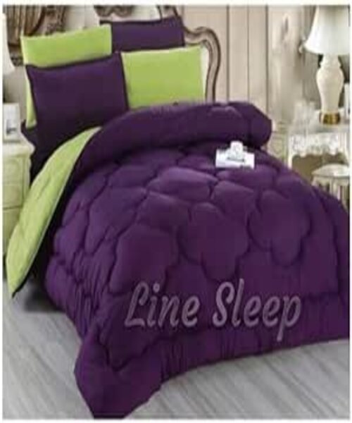 Line Sleep Double Face Fiber Winter Quilt 240×220 CM -Lime Purple 