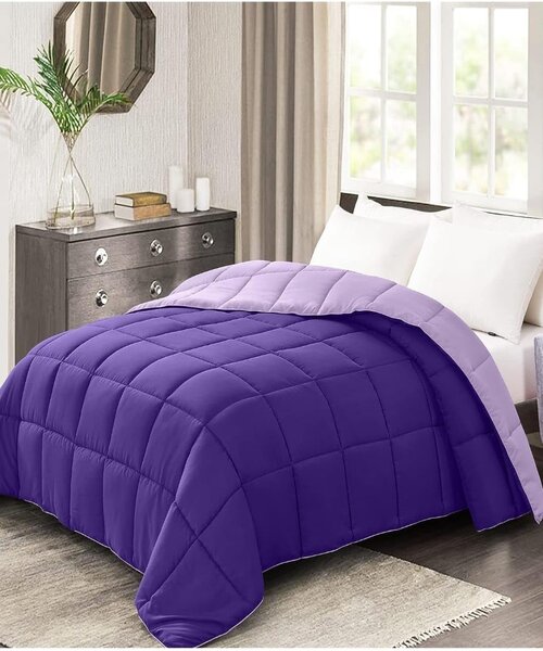 Line Sleep Double Face Fiber Winter Quilt 180×220 cm -  Purple Dark Purple