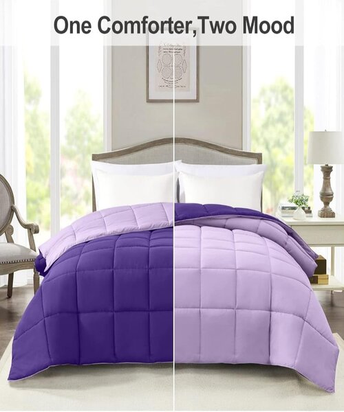 Line Sleep Double Face Fiber Winter Quilt 240×220 cm - Purple Dark Purple