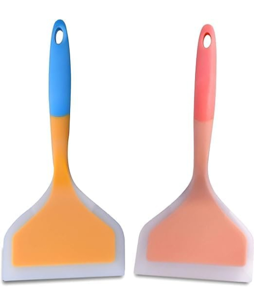 Heat resistant non stick silicone spatula 2 pieces - multi color