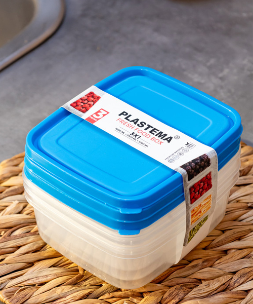 Plastema Fresh Food Box 3 PCS (Large - 1000ML) - Blue