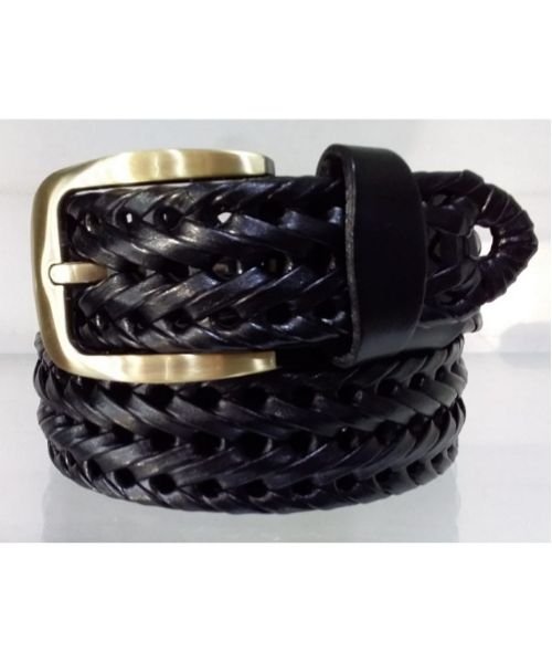 Imported Genuine Leather Braided Belt 3-5 Cm Length From 105 To 120 Cm For Women - Black