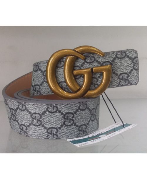 Printed Leather Belt With Gucci Buckle 4 Cm Length From 105 To 120 Cm For Women - Grey Gold
