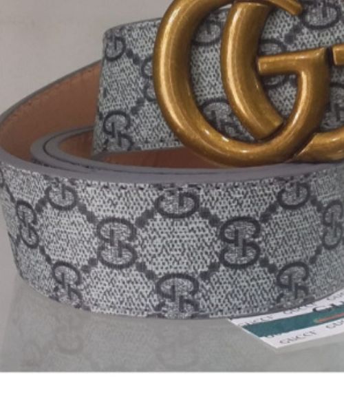 Printed Leather Belt With Gucci Buckle 4 Cm Length From 105 To 120 Cm For Women - Grey Gold
