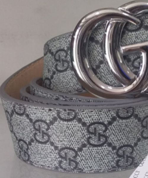 Printed Leather Belt With Gucci Buckle 4 Cm Length From 105 To 120 Cm For Women - Grey Silver