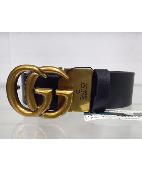 Solid Leather Belt With Gucci Buckle 4 Cm Length From 105 To 120 Cm For Women - Black Gold