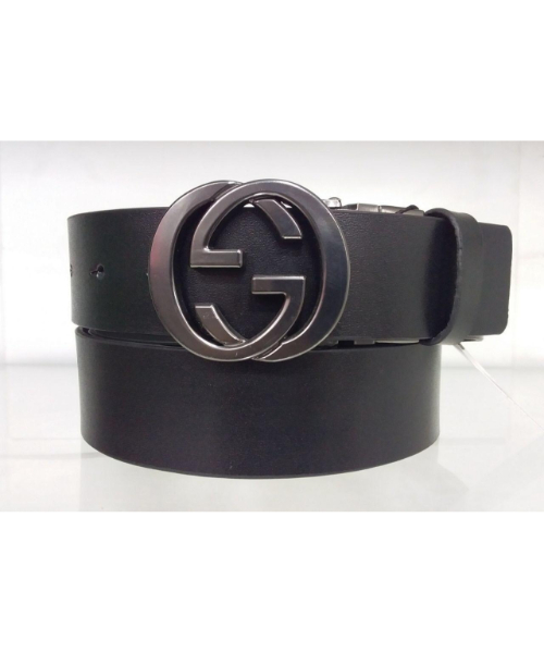 Solid Leather Belt With Gucci Buckle 4 Cm Length From 105 To 120 Cm For Women - Black Silver