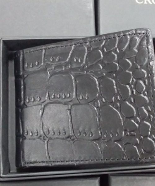 Flap Wallet Genuine Leather  for  Men - Black  