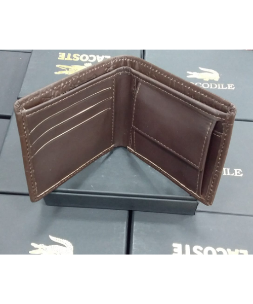 Flap Wallet Genuine  Leather  for  Men -Brown  